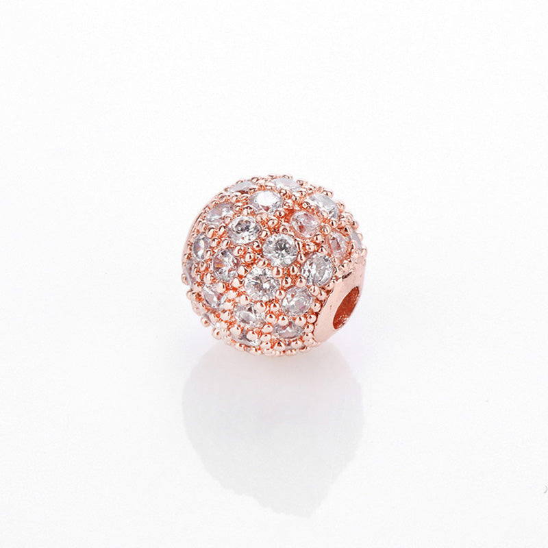 Wholesale 20PCS Beads Copper Micro-Inlaid Accessories Zircon 8mm Ball DIY OLY-BDS-SanS001